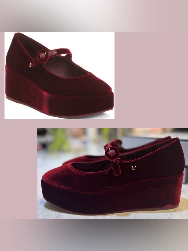 Larroude Blair Flatform In Wine Velvet